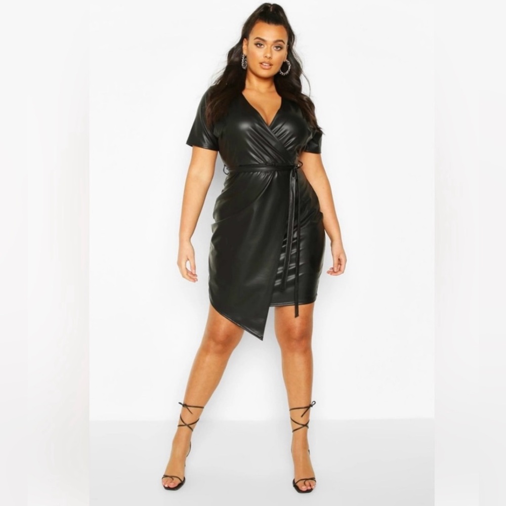 Boohoo Asymmetrical Black Wrap Dress